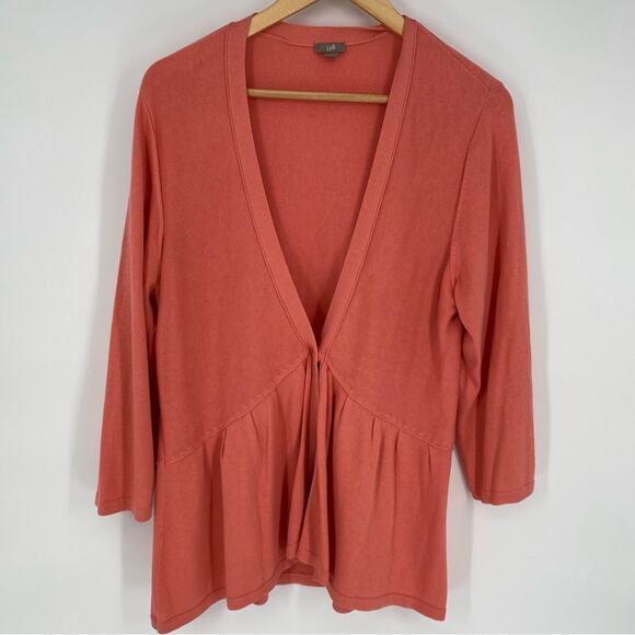 J Jill Cardigan Peplum One Button Cotton Silk Blend Traditional Classic XL - Picture 1 of 8